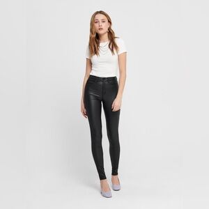 Bianco Women’s High-Rise Black Faux Leather Stretchy Skinny Jeans